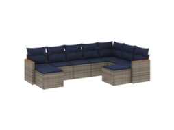 Conjunto de Sofá de Jardim, 9 Peças, Almofadas, Rattan Cinza MAISON EXCLUSIVE