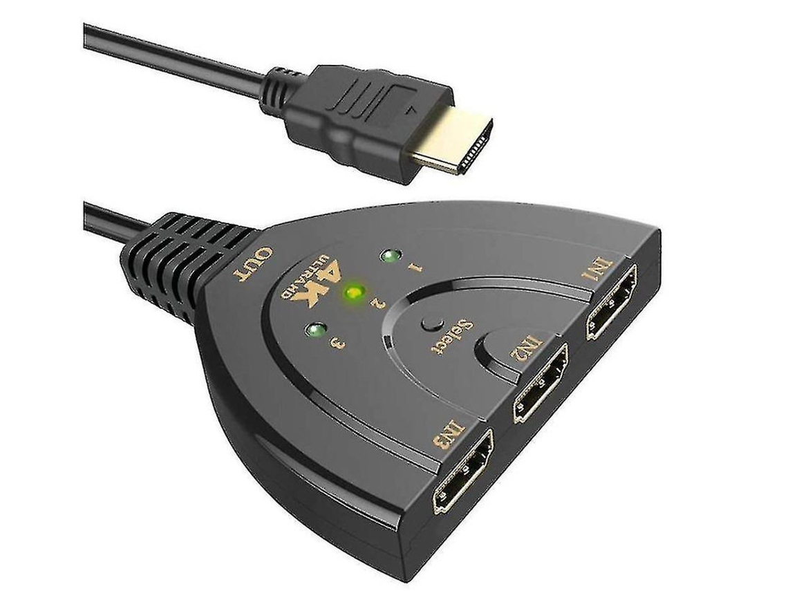 Comutador Hdmi 3 Portas 4k Hdmi Switch 3x1 Divisor Hdmi Pigtail Câble Prend En Charge Full Hd 4k 1080p Lecteur 3d Yizhood (preto)