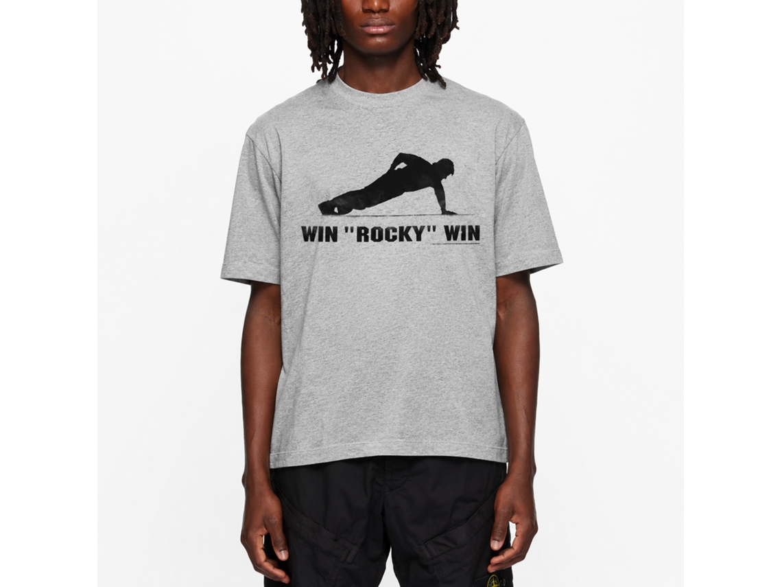 Rockinstone Rocky Movie Win More Heather Gray Adult T-shirt Size:m