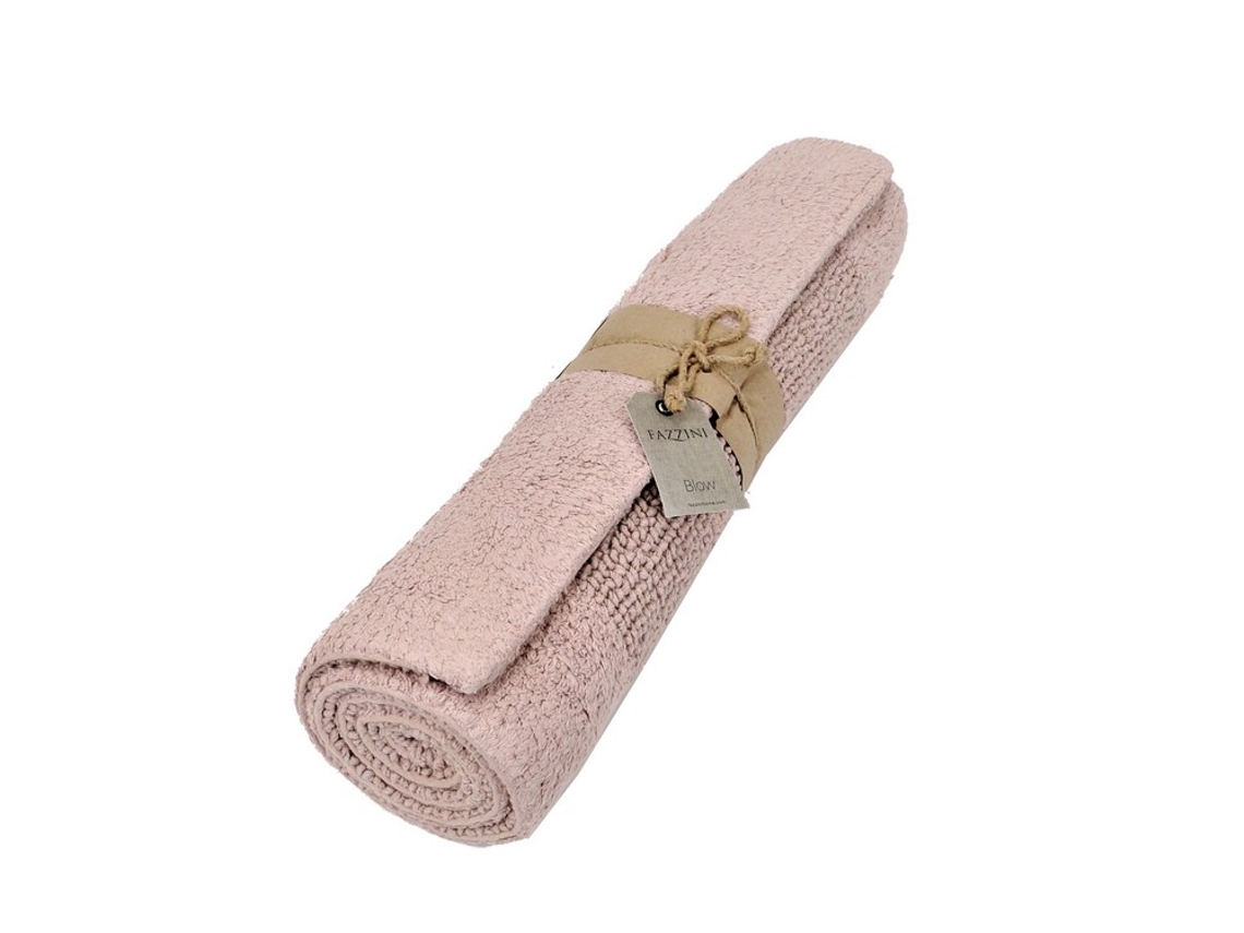 Tappeto Bagno Fazzini Di Puro Cotone Reversibile 50x80 Rosa Boho