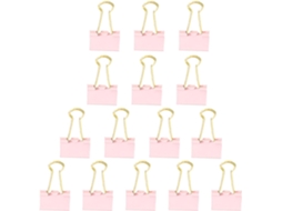 Clips para livros Stobaza em metal rosa, 15 unidades, design simples para organizar documentos que não sejam de mesa na escola.