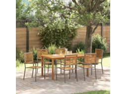 Vidaxl Conjunto De Jantar Para Jardim 7 Unid. Cinzeto