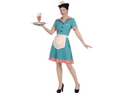 Fato de Mulher MOM Empregada De Mesa Azul Anos 50  (Tam. Grande)