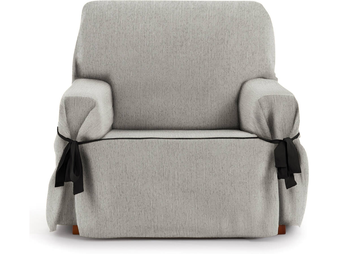 Capa de Poltrona EYSA Mid com Laços (110 x 70 x 120 cm - Poliéster e Algodão - Gris claro)
