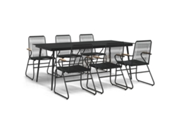 Maison Exclusive - 7 Pcs Conjunto De Jantar Para Jardim Vime De Pvc Preto