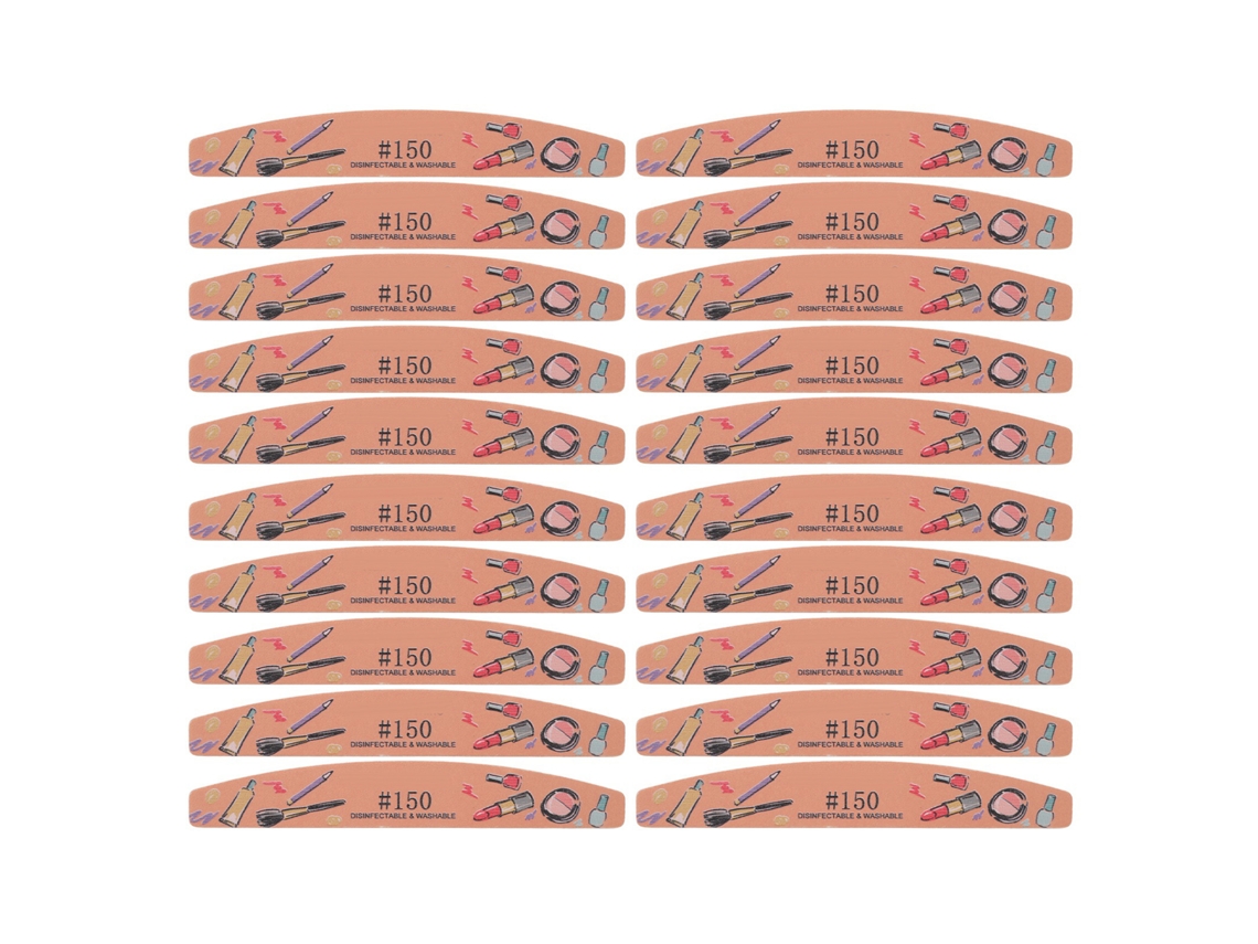 20 Unhas Lixas Duas Faces Laváveis Reutilizáveis Profissionais Meia Lua 150 Grit Ferramentas De Manicure