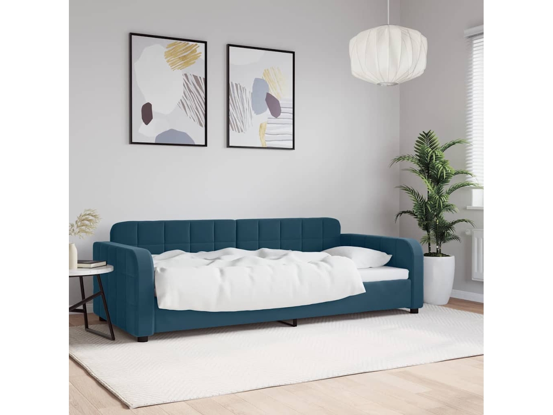 Vidaxl Sofá-cama 90x200 Cm Veludo Azul