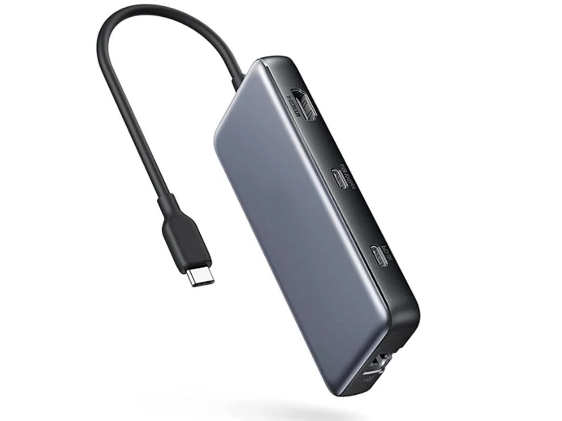 Usb C Hub Usb C Adaptador 8 Em 1 Powerexpand Com Fonte De Alimentação De 100 W Cinza Yizhood