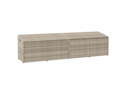 Vidaxl Caixa De Arrumação P/ Jardim 220x50x58 Cm Vime Pe Cinza-claro