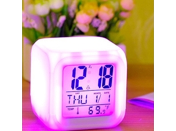 Relógio Despertador Digital LED Baok-reloj com 7 Cores Variáveis, Temperatura, Data, Semana e Decoração para Casa