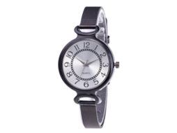 Relógio de Pulso Feminino de Aço com Pulseira de Aço Estilo Simples com Esfera Redonda Quartz (rutênio)