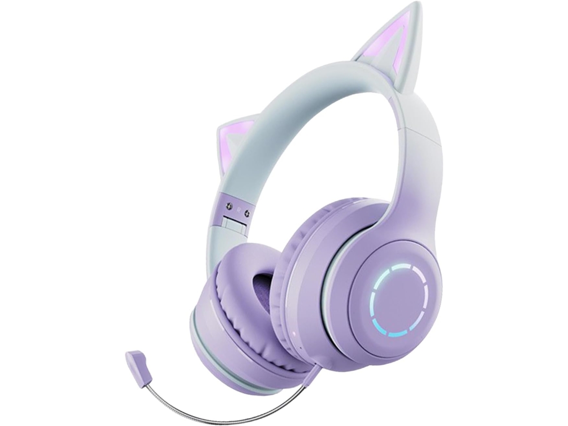 Fones De Ouvido Gamer Com Orelhas Gato Coloridas, Dobráveis, Com Luzes Vibrantes, Bluetooth 5 3, Microfone Removível E