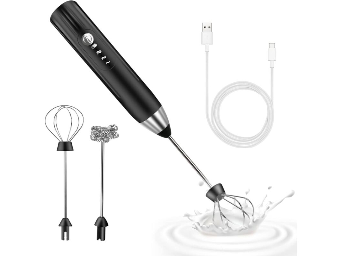 Espumador De Leite Elétrico, Recarregável Via Usb, Com Mini Batedor Em Aço Inoxidável, Para Café E Latte (preto)