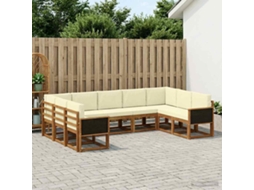 Vidaxl Conjunto De Sofás Para Exterior 9 Pcs Natural E Creme