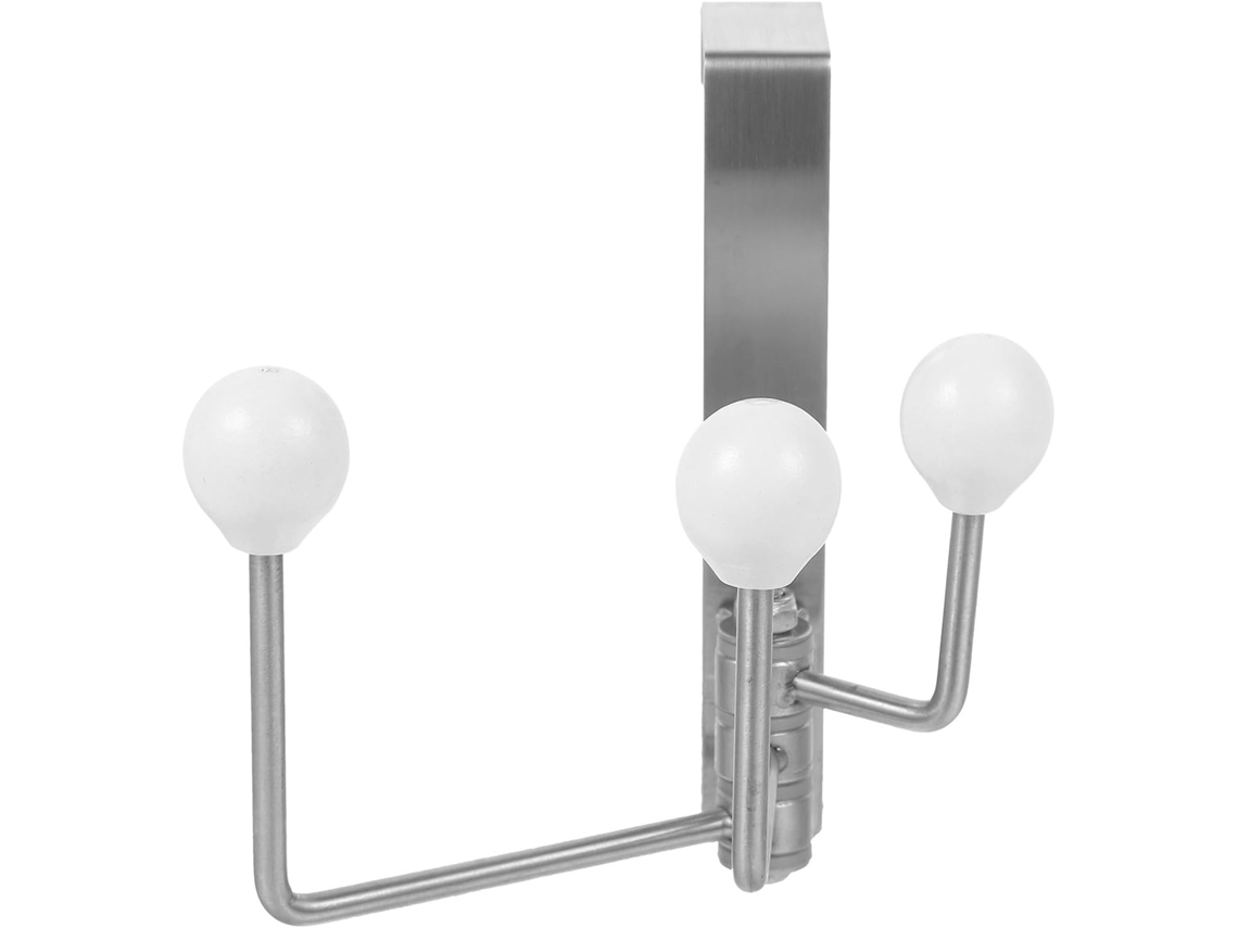 Cabideiro De Porta Com 3 Bolas Em Aço Inoxidável Prateado