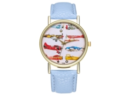 Reloj De Mujer Zhoulianfa T193-a Cuero Quartz Azul Claro Avión De Combate
