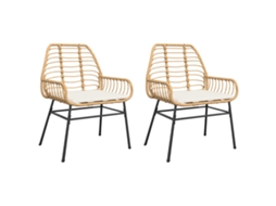 Conjunto de 2 Cadeiras de Jardim com Almofadões Vime Pe Castanho MAISON EXCLUSIVE