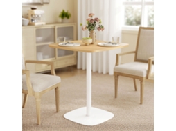Mesa De Refeição Pequena Mesa De Cozinha Quadrada Para 2 Pessoas Base Quadrada Em Aço 60x60x75 Cm Madeira E Branco