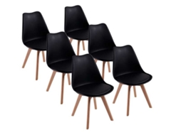 Cadeiras De Jantar Escandinavas, Cadeiras De Escritório Retrô, Pretas, Conjunto De 6