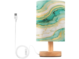 Abajur De Cabeceira Colorido Em Mármore Para Quarto, Abajur De Cabeceira Led, Luminária De Leitura Com Portas Usb E