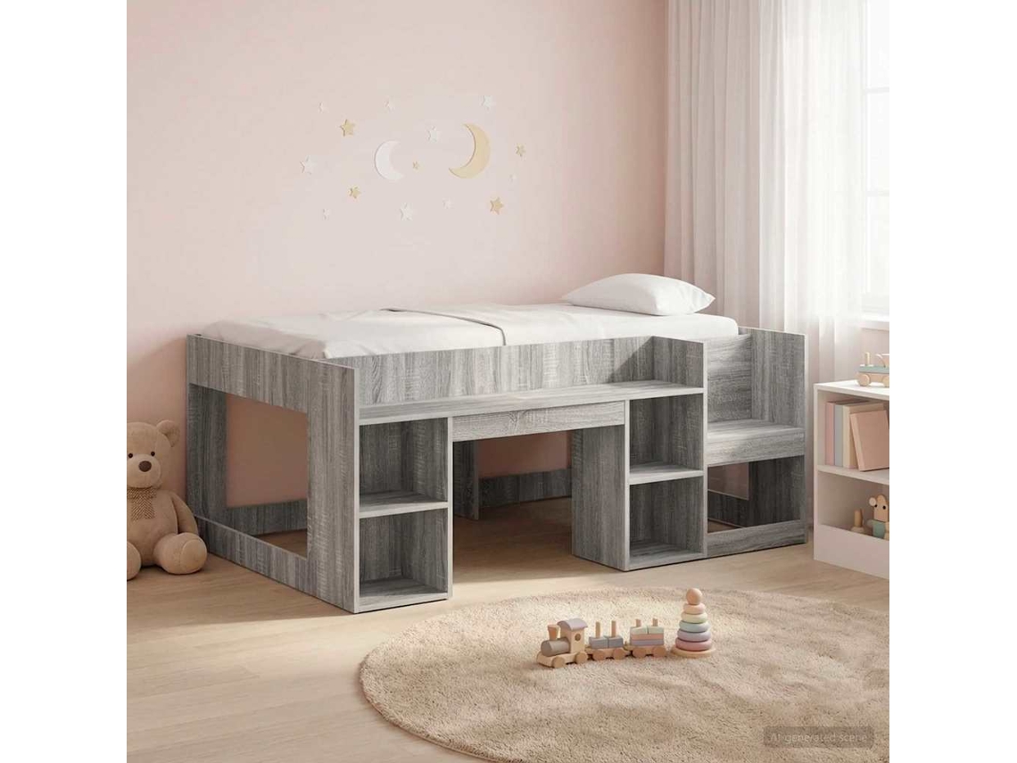 Vidaxl Estrutura De Cama Infantil Com Armazenamento Sonoma Cinzento