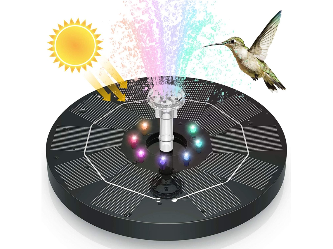 Fonte Solar Flutuante 16cm Com Luz Led Rgb E Bateria, Bomba De Água Para Lago, Piscina E Jardim