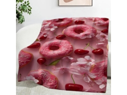 Manta Donut e Cereja 150x200 Cm Multifuncional Macia Aconchegante em Flanela Ideal para Cama Escritório Cochil