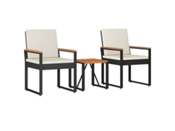 Maison Exclusive - Conjunto De Móveis Para Exterior 3 Pcs Preto E Branco Creme