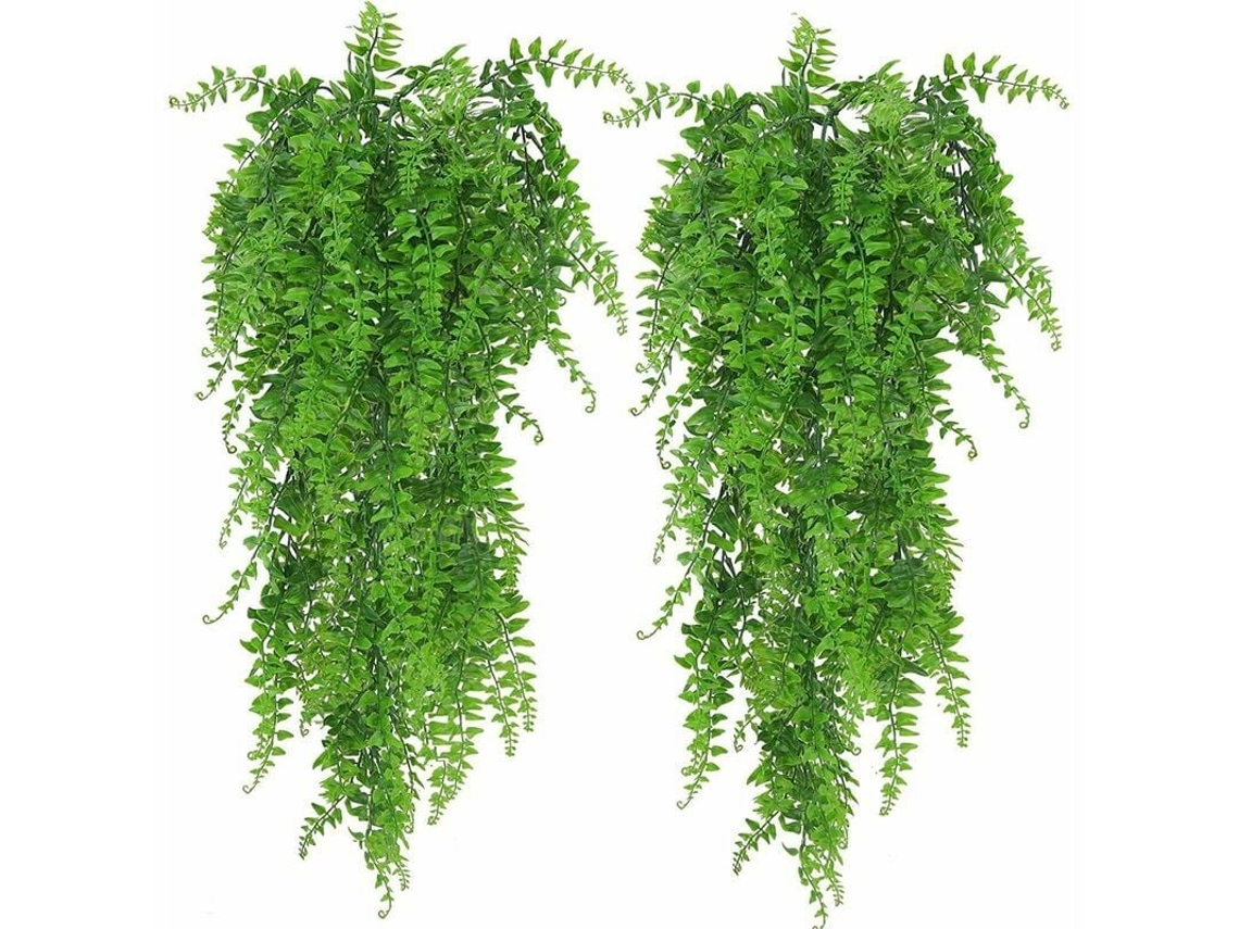 Planta Verde Artificial 2 Peças Planta Pendurada Falsa Folhas De Hera Para Interior Exterior Decoração Verde Fake Vine Para Sala E Jar