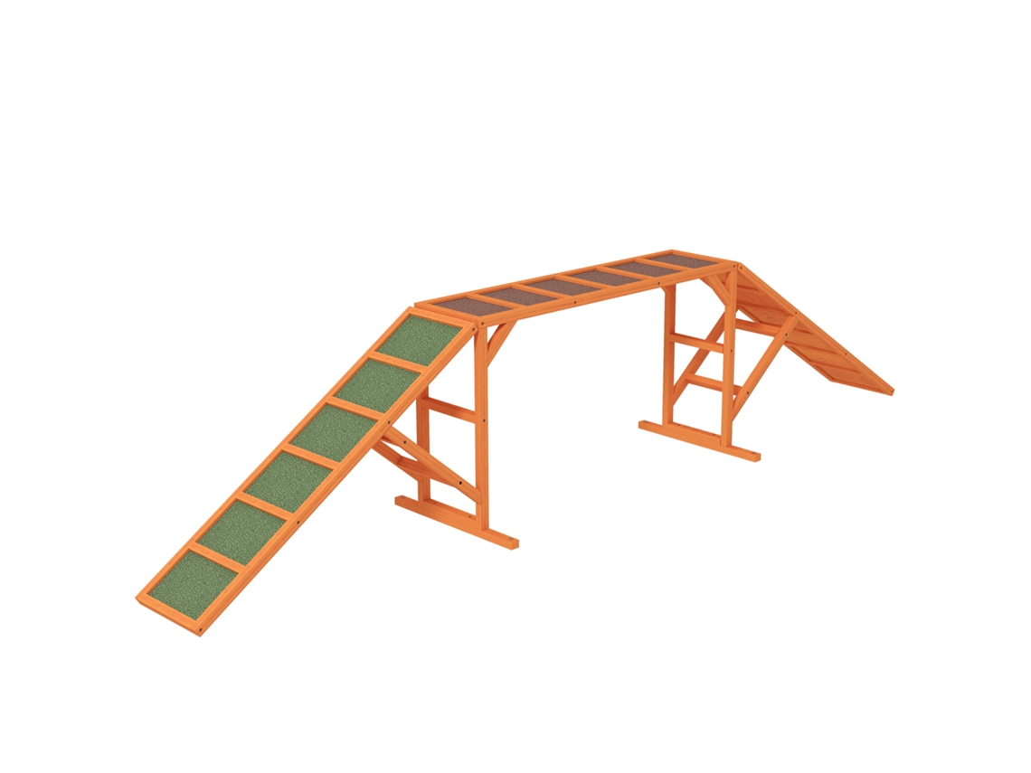 Rampa de Agility para Cães 335 x 55 x 60 Cm, Laranja, antiderrapante, à Prova de Intempéries, Madeira | S/MARCA