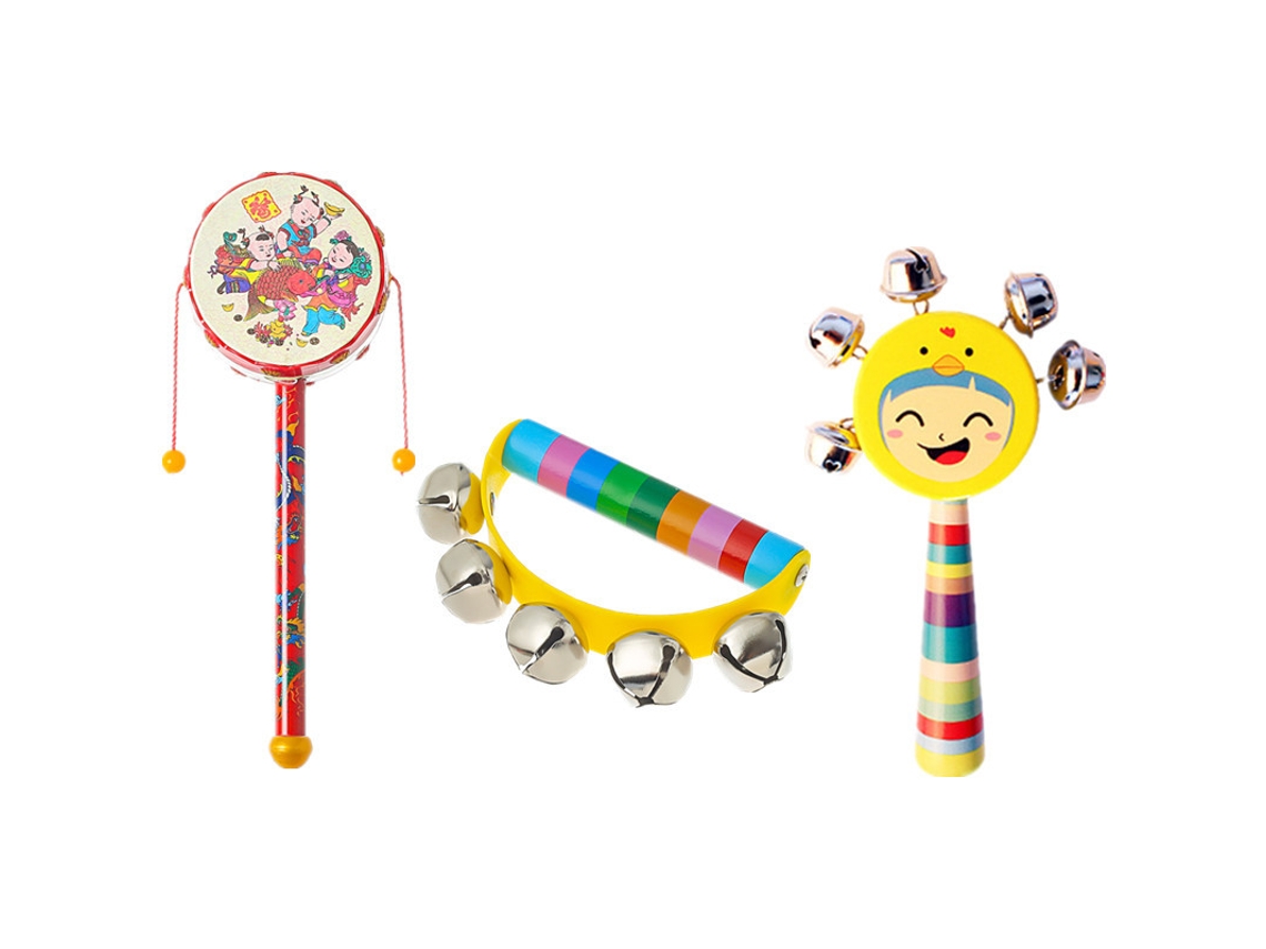Conjunto de Chocalho de Madeira para Bebê3 Peças 6 12 Meses, Desenvolve a Pegada CZHHMART