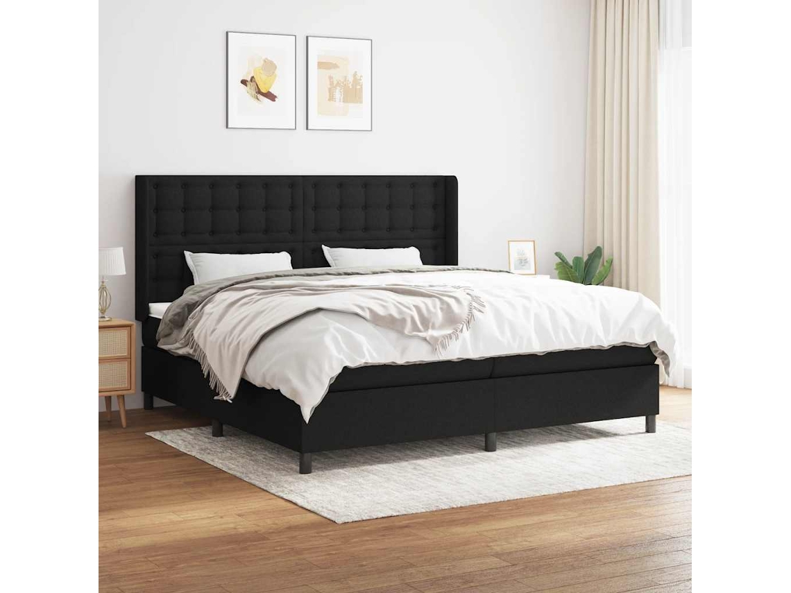 Vidaxl Cama Com Molas/colchão 200x200 Cm Tecido Preto
