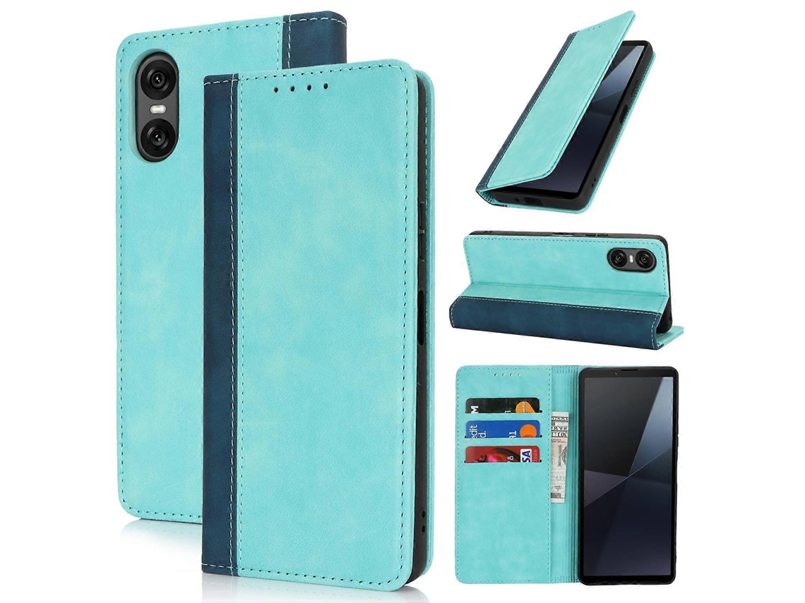 Capa De Celular De Couro Com Textura De Bezerro E Costura Colorida