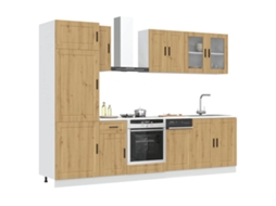 Vidaxl 8 Peças Armário De Cozinha Conjunto Kalmar Carvalho Artisiano