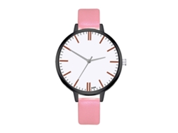 Relógio de Pulso Feminino Zhoulianfa Pulseira Pu Quartzo Delicado Rosa