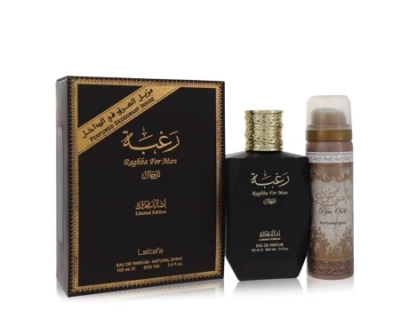 Eau De Parfum Lattafa Raghba Man by Lattafa Spray plus 1.7 oz Deodorant Spray 3.4 oz (100 ml)