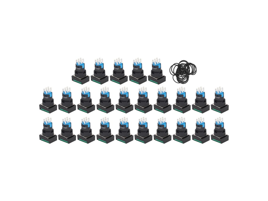 Kit De Interruptor Push Button Com Luz Ac 0‑240v 5a Para Equipamentos E Máquinas 25pçs