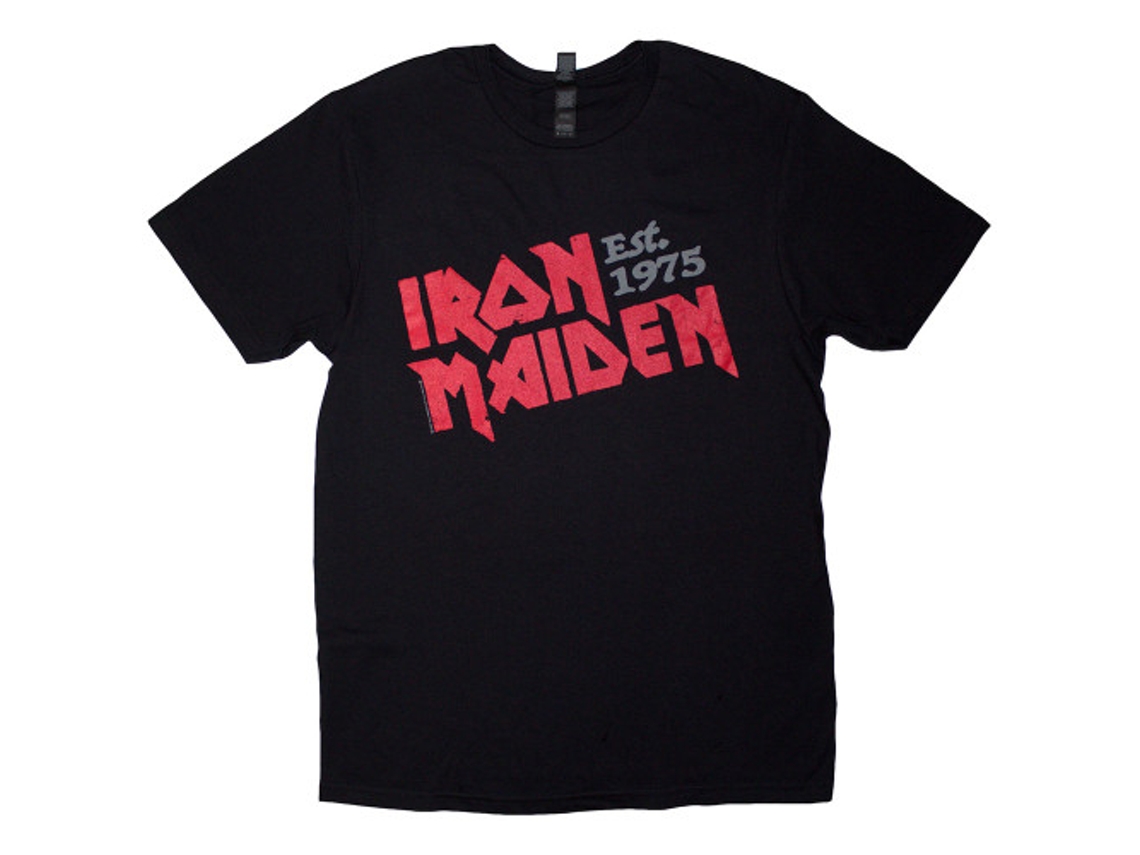 Rockinstone Iron Maiden 'est. 1975 Slanted Logo' (black) T-shirt Unisex--xxl