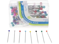 Conjunto de 100 alfinetes de cabeça retráteis práticos para costura, quilting e artesanato em tecido.