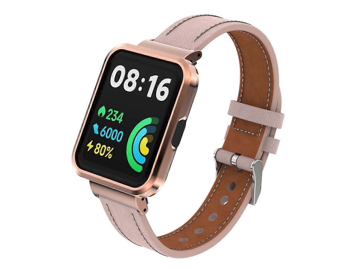 Pulseira Integrada Em Couro E Metal Para Xiaomi Redmi Watch 2 Lite