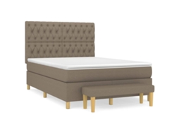Cama com Molas e Colchão Tecido Castanho Acinzentado MAISON EXCLUSIVE (140x190 cm)