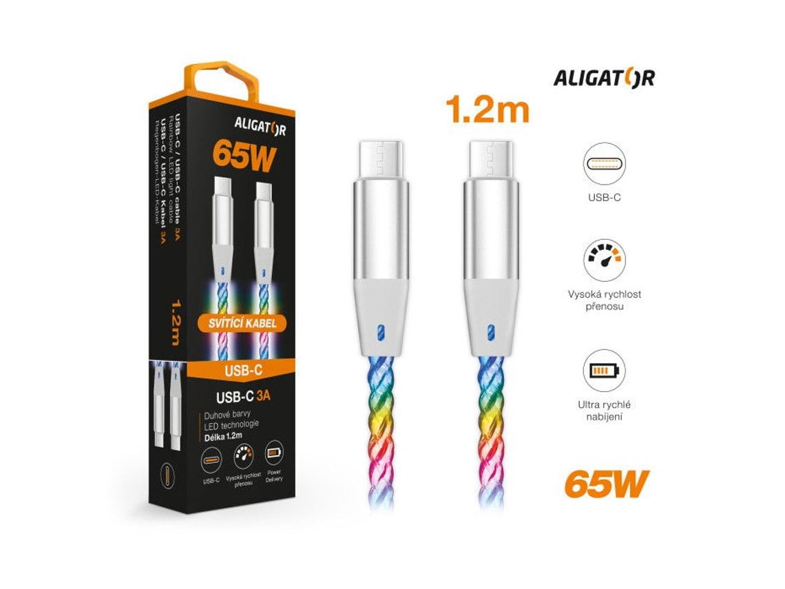 Aligator Cabo De Dados Light 3a, 65w Usb-c/usb-c 0,5m