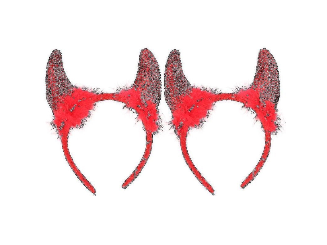 Anéis De Cabelo De Halloween Com Decoração De Chifres Clássica E Bonita Para Festas Infantil E Adulto - Vermelho (2 Unidades)