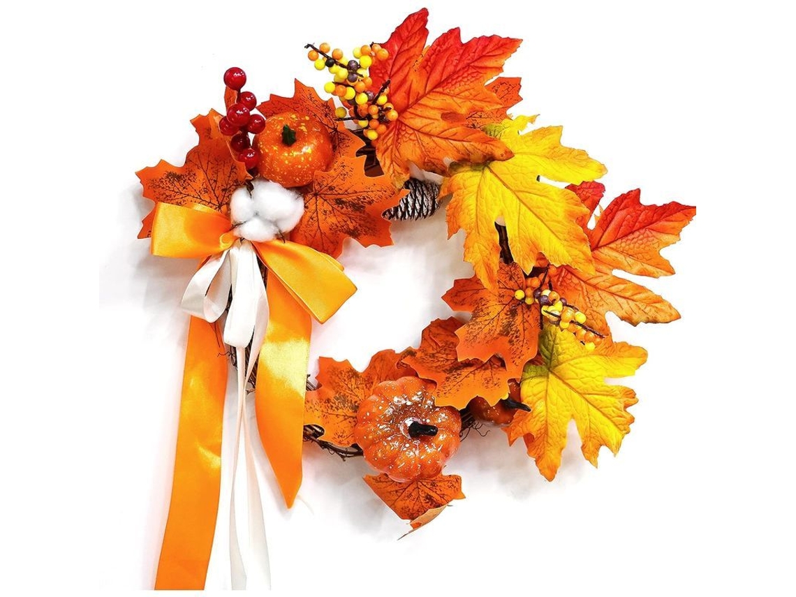Guirlanda artificial Nova Line de outono, 35cm, folhas de maple, abóbora, porta, parede, Halloween, Ação de Graças | S/MARCA