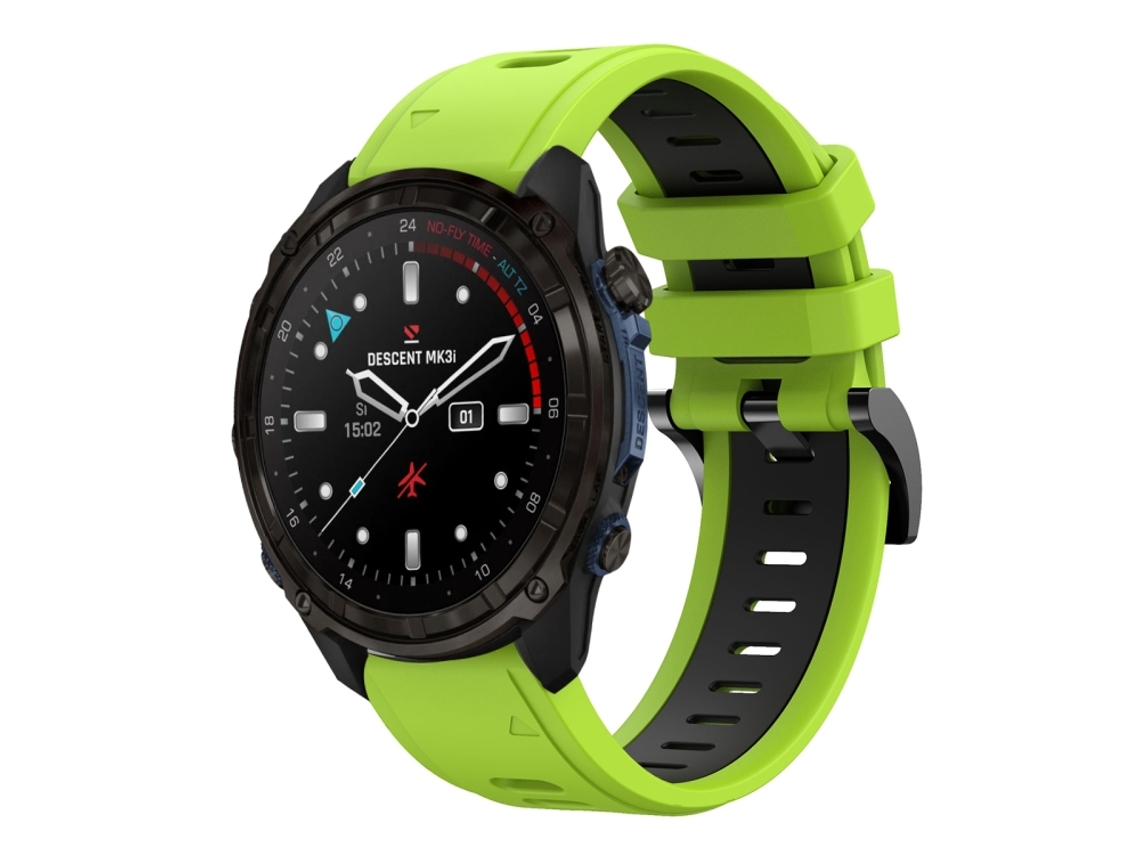 Bracelete Esportivo Silicone para Garmin Descent Mk3i com duas cores Lime e Black XIAOMOYU