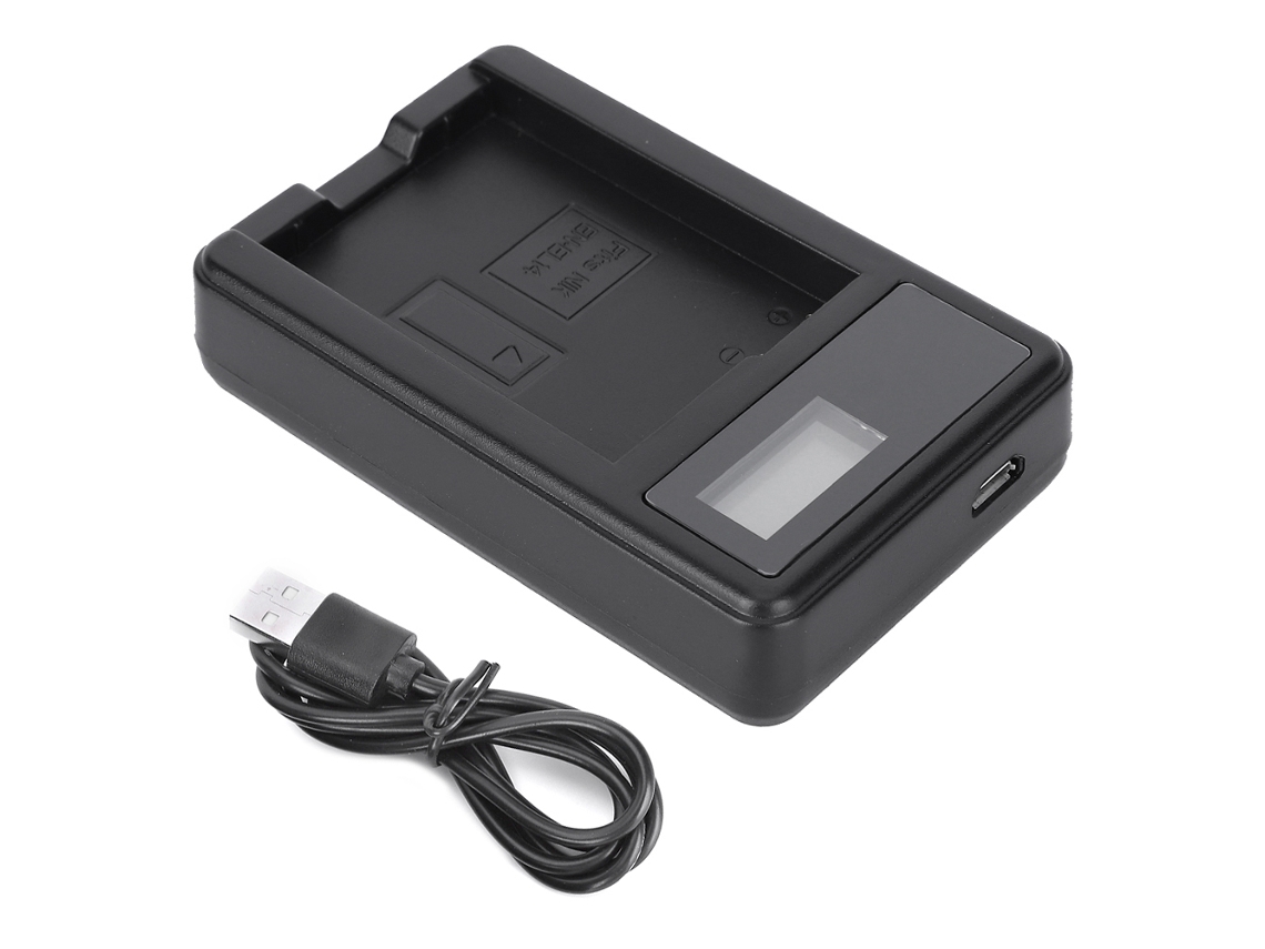 Carregador de bateria Seivi EL14 para câmeras Nikon D5100, D3100, D3200 e D3300 com tela LCD.