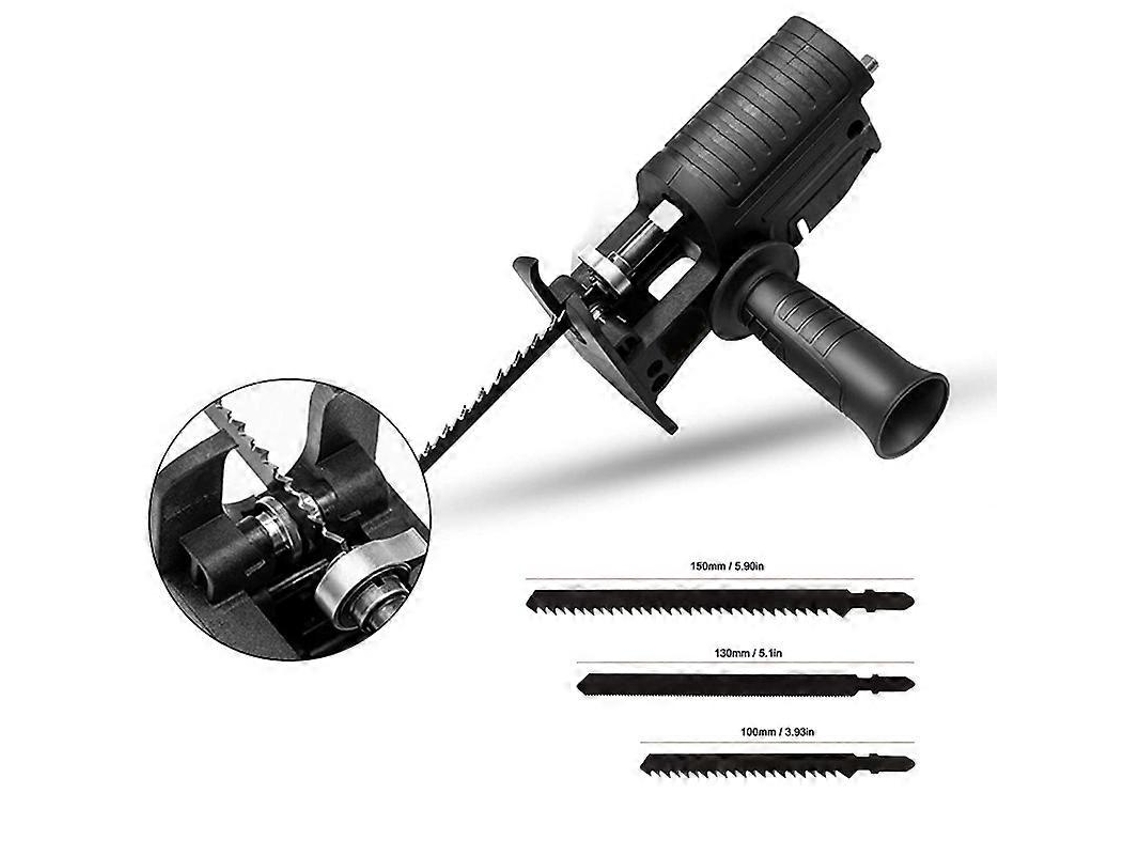 Kit conversor de furadeira para serra recíproca portátil com adaptador sem fios, prato protetor e alça auxiliar removível S/MARCA