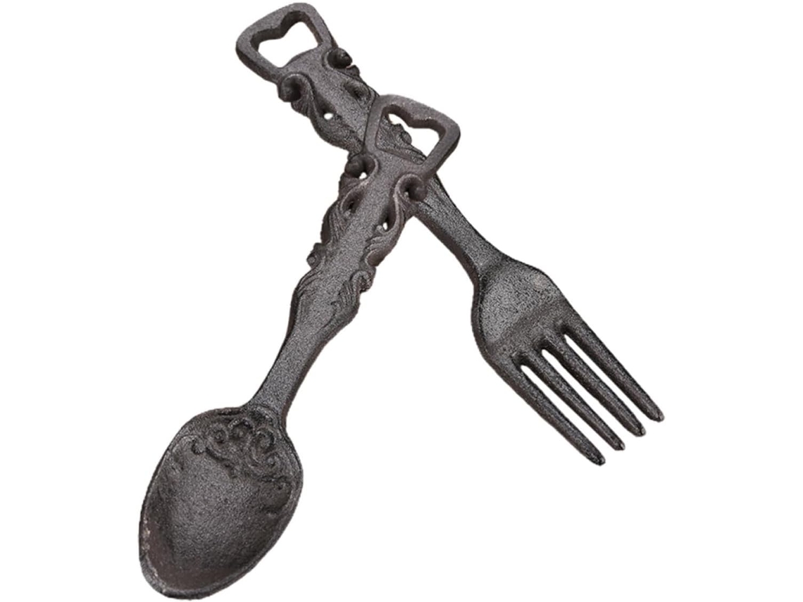 Abridor De Garrafas Parede Estilo Garfo E Colher, 2 Peças
