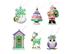 Laxiscreed Conjunto De Enfeites De Natal Em Resina Com Árvore, Pai Natal E Elfos Para Decoração Festiva