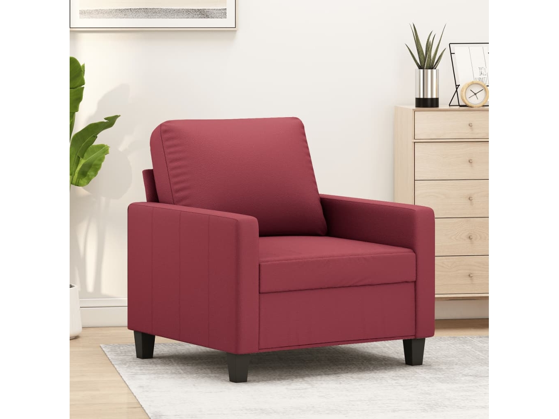 Vidaxl Poltrona 60 Cm Couro Artificial Vermelho Tinto